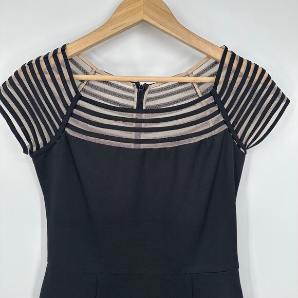 Lela Rose Silk Blend Sheath Dress Mesh Illusion Formal Cocktail Mini Knee Length - Picture 2 of 11